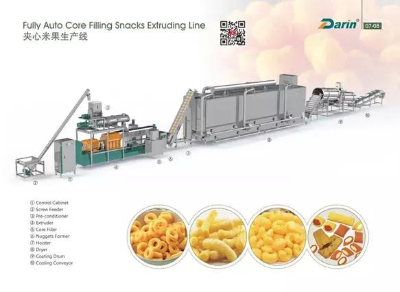 Fully Auto Core Filling Snacks Extruding Line