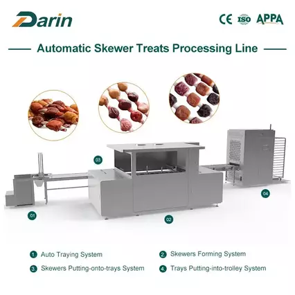 Fully Auto Triple Flavor Kabobs Processing Line / Automatic Skewer Treats Processing Line
