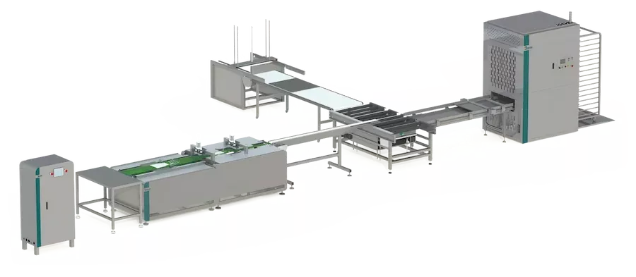 Automatic fishskin flattening and twisting line for salmon and cod treats